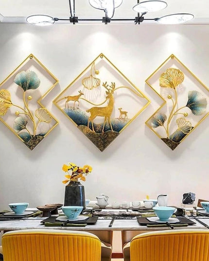 Hansart Diamond Nature Deer Metal Wall Art For Living Room, Hall, Bedroom, Guest Room (60 x 2 x 21 Inches)