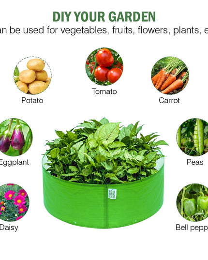Anandi Green's Premium HDPE Uv Protected 260 GSM Round Shaped Green Colour Plants Grow Bags Suitable for Terrace and Vegetable Gardening 12x12 Inch Pack of 5 Grow Bags