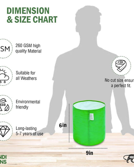 Anandi Green's Premium HDPE Uv Protected 260 GSM Round Shaped Green Colour Plants Grow Bags Suitable for Terrace and Vegetable Gardening 12x12 Inch Pack of 5 Grow Bags