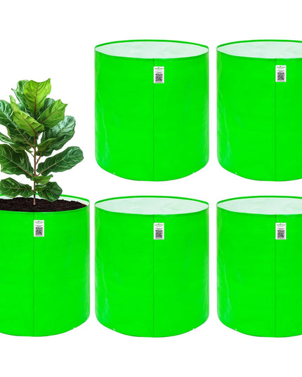 Anandi Green's Premium HDPE Uv Protected 260 GSM Round Shaped Green Colour Plants Grow Bags Suitable for Terrace and Vegetable Gardening 12x12 Inch Pack of 5 Grow Bags