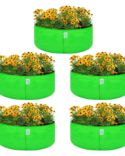 Anandi Green's Premium HDPE Uv Protected 260 GSM Round Shaped Green Colour Plants Grow Bags Suitable for Terrace and Vegetable Gardening 12x12 Inch Pack of 5 Grow Bags