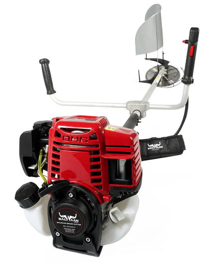 BALWAAN Krishi BX-35 Brush Cutter 35cc Petrol Engine 4 Stroke Side Pack Crop Cutter or Grass Cutter Machine Heavy Duty 80 Teeth, 3 Teeth and Tap & go Blades for Crop, Grass, Garden, Lawn Cutting