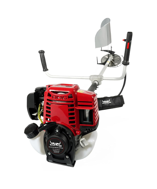 BALWAAN Krishi BX-35 Brush Cutter 35cc Petrol Engine 4 Stroke Side Pack Crop Cutter or Grass Cutter Machine Heavy Duty 80 Teeth, 3 Teeth and Tap & go Blades for Crop, Grass, Garden, Lawn Cutting