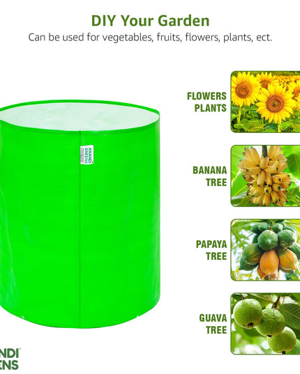 Anandi Green's Premium HDPE Uv Protected 260 GSM Round Shaped Green Colour Plants Grow Bags Suitable for Terrace and Vegetable Gardening 12x12 Inch Pack of 5 Grow Bags