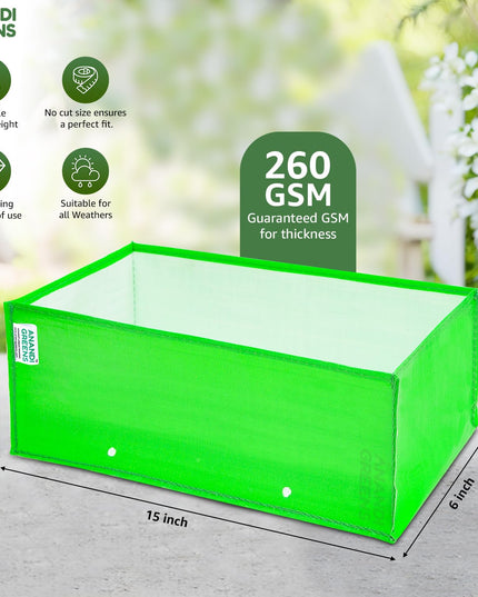 Anandi Green's Premium HDPE UV Protected 260 GSM Square Shaped Green Colour Plants Grow Bags Suitable for Terrace and Vegetable Gardening (Pack of 5, 24X12X9 INCH)