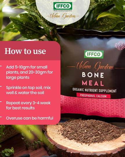 IFFCO Urban Gardens - Bone Meal 900 gm - Organic Phosphorus + Calcium Nutrient for Plants and Home Garden - Slow Release Plant Nutrition Supplement - Promotes Flowering, Fruiting & Root Development