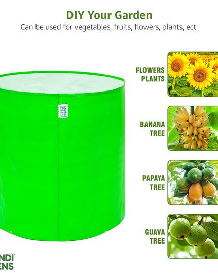 Anandi Green's Premium HDPE Uv Protected 260 GSM Round Shaped Green Colour Plants Grow Bags Suitable for Terrace and Vegetable Gardening 12x12 Inch Pack of 5 Grow Bags