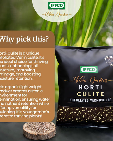 IFFCO Urban Gardens - HortiCulite - 450gm - Exfoliated Vermiculite for Plants, Hydroponics - Organic Lightweight Amendment to Soil/Potting Mix, to Improve Aeration & Water Retention