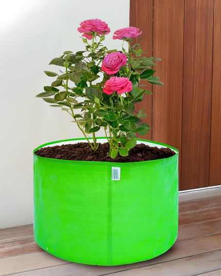 Anandi Green's Premium HDPE Uv Protected 260 GSM Round Shaped Green Colour Plants Grow Bags Suitable for Terrace and Vegetable Gardening 12x12 Inch Pack of 5 Grow Bags