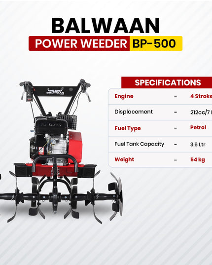 BALWAAN Krishi BP-750E Power Weeder | 212cc 4-Stroke Engine | Electric-Start with Shocker, Triple Adjustable | 40-inch Working Width | Get Free 650 ML Engine Oil & 1.8 L Gear Oil | Latest Model