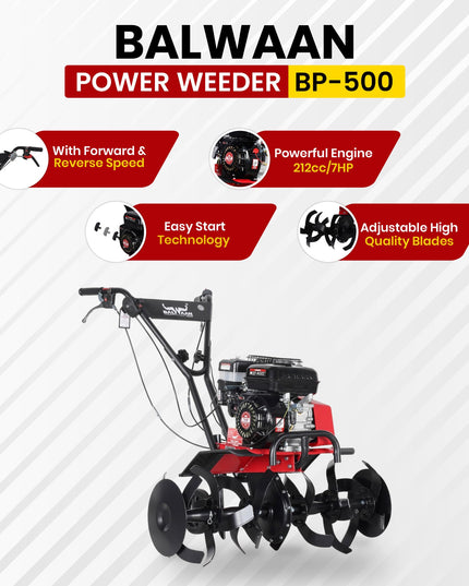 BALWAAN Krishi BP-750E Power Weeder | 212cc 4-Stroke Engine | Electric-Start with Shocker, Triple Adjustable | 40-inch Working Width | Get Free 650 ML Engine Oil & 1.8 L Gear Oil | Latest Model