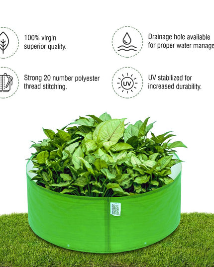 Anandi Green's Premium HDPE Uv Protected 260 GSM Round Shaped Green Colour Plants Grow Bags Suitable for Terrace and Vegetable Gardening 12x12 Inch Pack of 5 Grow Bags
