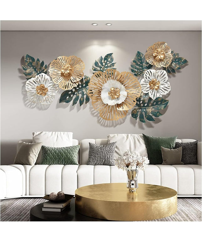 Rio Floral Metal Wall Art for Living Room, Bedroom, Guestroom, Hallway, Entryway, Office (48 x 24 Inches)
