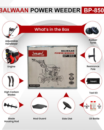 BALWAAN Krishi BP-750E Power Weeder | 212cc 4-Stroke Engine | Electric-Start with Shocker, Triple Adjustable | 40-inch Working Width | Get Free 650 ML Engine Oil & 1.8 L Gear Oil | Latest Model