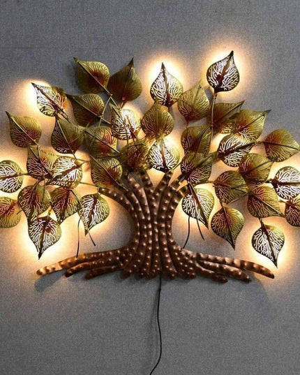 HANSART Lighted Metal Wall Tree Art, Wall Decor Tree with Lights for Living Room, Bedroom and More (36 x 24 Inches)