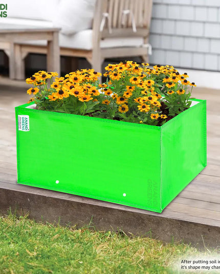Anandi Green's Premium HDPE UV Protected 260 GSM Square Shaped Green Colour Plants Grow Bags Suitable for Terrace and Vegetable Gardening (Pack of 5, 24X12X9 INCH)