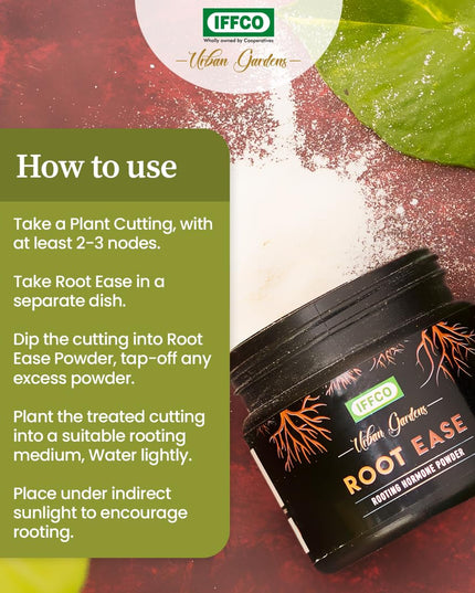 IFFCO Urban Gardens - Root Ease - 50gm - Rooting Hormone Powder - Promote Fast Root Growth from Plant Cuttings & Grafting - All Purpose Plant Growth Nutrition