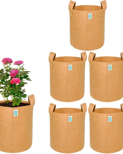 Anandi Green's 400 GSM Eco Friendly Geo Fabric Plant Grow Bag Suitable for Terrace and Flowers Vegetable Gardening 6x6 inch Maroon Color Pack of 10