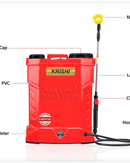 BALWAAN Krishi BS-21 Battery and Manual 2 in 1 Knapsack Sprayer 12 Volts x 8 Ampere | 18 litres Tank Capacity | High Pressure Sprayer | Suitable for Spraying