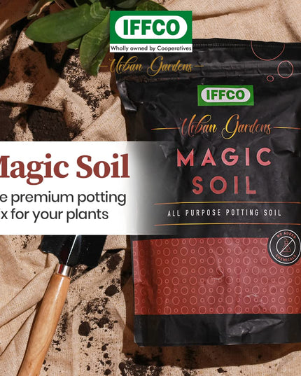 IFFCO Urban Gardens - Potting Soil Mix 20kg - Made with Export Quality Cocopeat with Added Organic Manure, Perlite & Nutrients - Ready to use Soil for Home Garden - Now Available in Single Pack