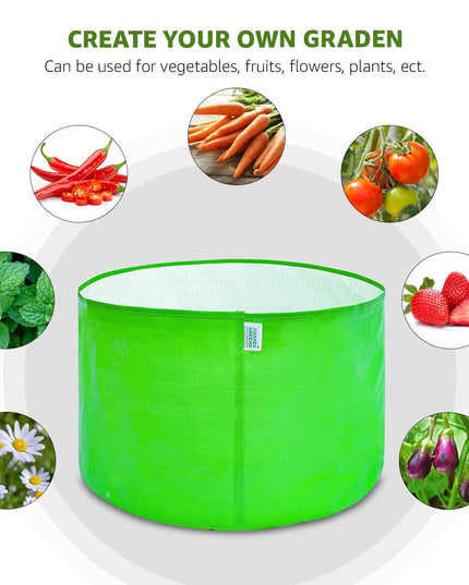 Anandi Green's Premium HDPE Uv Protected 260 GSM Round Shaped Green Colour Plants Grow Bags Suitable for Terrace and Vegetable Gardening 12x12 Inch Pack of 5 Grow Bags