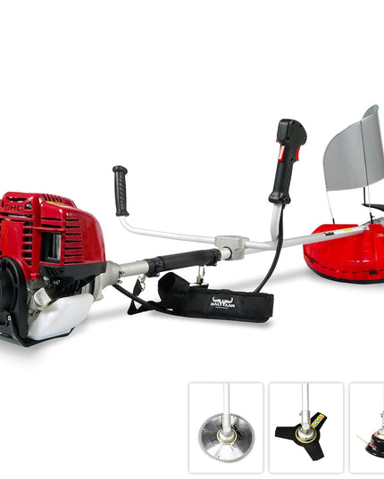 BALWAAN Krishi BX-35 Brush Cutter 35cc Petrol Engine 4 Stroke Side Pack Crop Cutter or Grass Cutter Machine Heavy Duty 80 Teeth, 3 Teeth and Tap & go Blades for Crop, Grass, Garden, Lawn Cutting