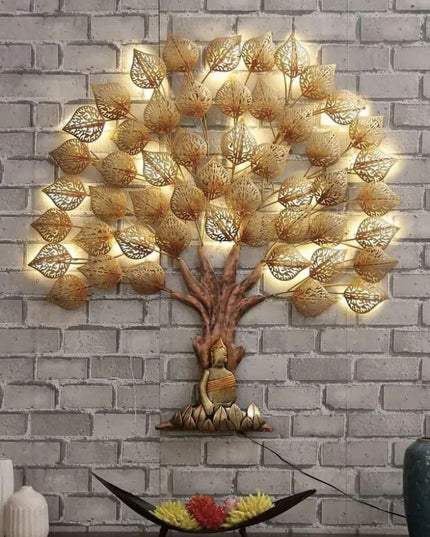 HANSART Special Buddha Tree Metal Wall Art with Led Light, Wall Decor for Living Room, Hall, Bedroom (40 x 48 Inches)
