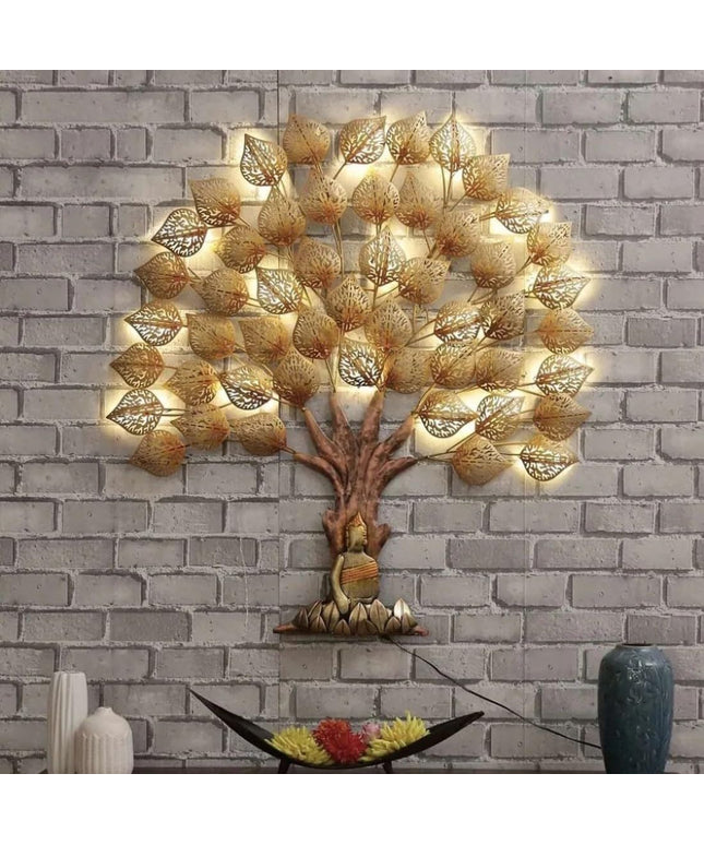 HANSART Special Buddha Tree Metal Wall Art with Led Light, Wall Decor for Living Room, Hall, Bedroom (40 x 48 Inches)
