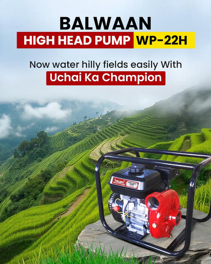 Balwaan Krishi WP-22R Water Pump 2 Inch Outlet | 7 HP Powerful Petrol Engine 4 Stroke | For Irrigation, Water Supply, Sewage Movement and Draining Agriculture Farming | Get 1-litre Engine Oil