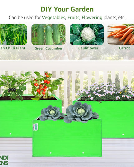 Anandi Green's Premium HDPE UV Protected 260 GSM Square Shaped Green Colour Plants Grow Bags Suitable for Terrace and Vegetable Gardening (Pack of 5, 24X12X9 INCH)