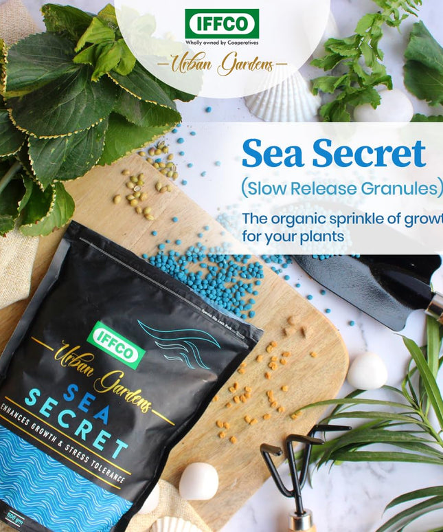 IFFCO Urban Gardens - Sea Secret 1 Kg - Seaweed Extract Granules - Organic Growth Promoter for Plants - Suitable for All types of Plants