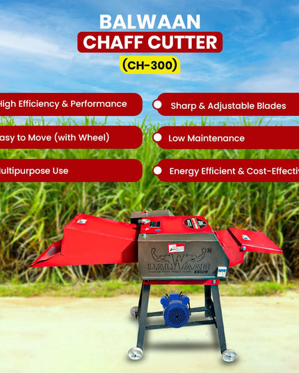 BALWAAN Krishi Chaff Cutter CH-120 with 2HP Motor, Comes with 4 Pieces Blade and RPM is 1440 | Suitable for Cutting up Straw or Hay for Fodder into Small Pieces Use for Small Dairy Farming