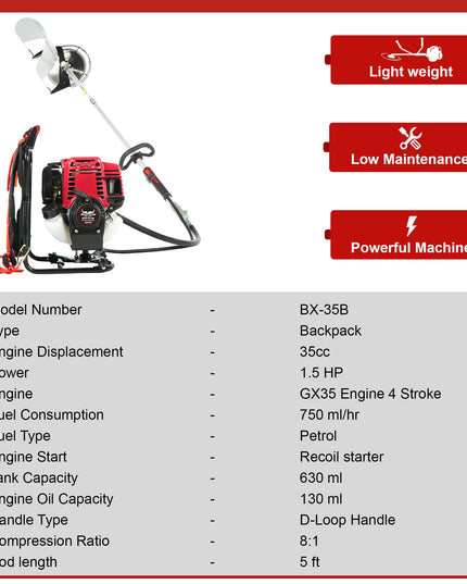 BALWAAN Krishi BX-35B Crop Cutter 35 cc 4 Stroke Backpack Brush Cutter Machine Petrol Operated with Heavy Duty 40 Teeth, 3T and Tap & go Blades and 500ml Engine Oil for Agriculture & Gardening