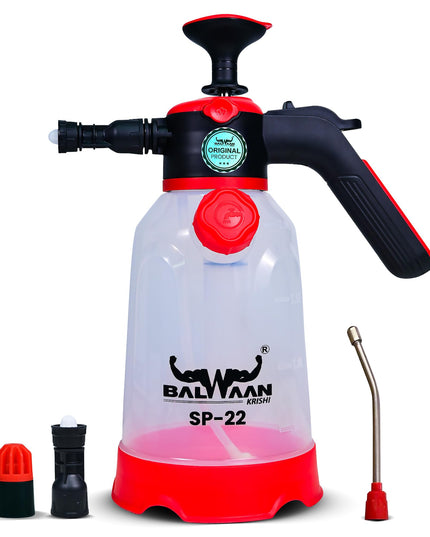 BALWAAN Krishi SP-20 3 in 1 Manual Sprayer with 2 Litre Tank Capacity | Used for Agriculture, Foam Sprayer, Car and bike wash, Pesticides, Gardening, Glass Cleaning & Disinfection | Get 3 Nozzles Free