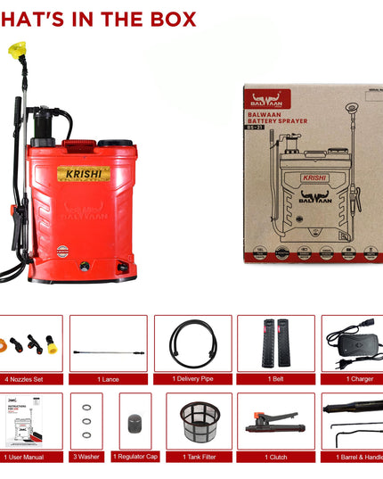 BALWAAN Krishi BS-21 Battery and Manual 2 in 1 Knapsack Sprayer 12 Volts x 8 Ampere | 18 litres Tank Capacity | High Pressure Sprayer | Suitable for Spraying