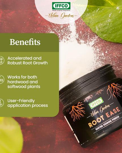 IFFCO Urban Gardens - Root Ease - 50gm - Rooting Hormone Powder - Promote Fast Root Growth from Plant Cuttings & Grafting - All Purpose Plant Growth Nutrition