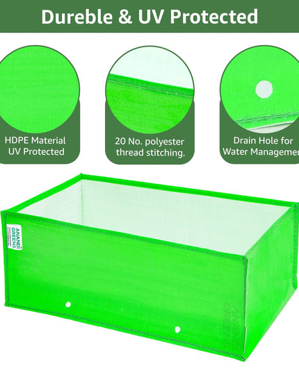 Anandi Green's Premium HDPE UV Protected 260 GSM Square Shaped Green Colour Plants Grow Bags Suitable for Terrace and Vegetable Gardening (Pack of 5, 24X12X9 INCH)