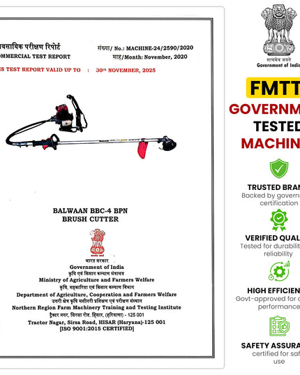 BALWAAN Krishi BX-35B Crop Cutter 35 cc 4 Stroke Backpack Brush Cutter Machine Petrol Operated with Heavy Duty 40 Teeth, 3T and Tap & go Blades and 500ml Engine Oil for Agriculture & Gardening