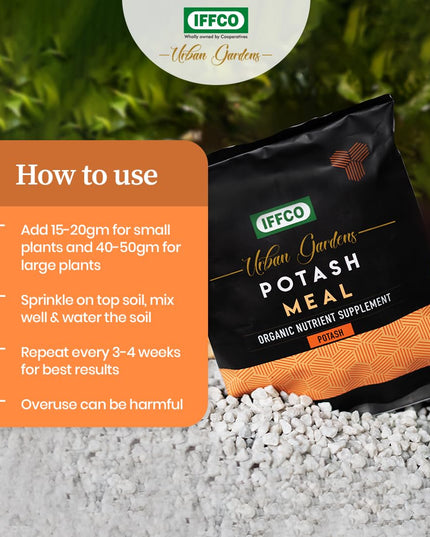 IFFCO Urban Gardens - Potash Meal 900gm - Organic Bio Potash Fertilizer for Plants and Home Garden - Plant Nutrient Supplement in Slow Release Granules