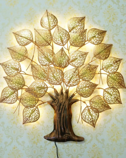 HANSART Special Pan Tree Metal Wall Art with Led For Living Room, Bedroom (30 x 30 Inches)