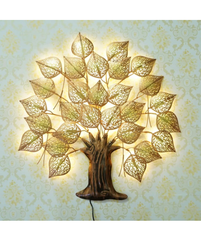HANSART Special Pan Tree Metal Wall Art with Led For Living Room, Bedroom (30 x 30 Inches)