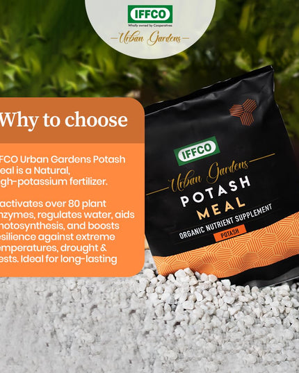IFFCO Urban Gardens - Potash Meal 900gm - Organic Bio Potash Fertilizer for Plants and Home Garden - Plant Nutrient Supplement in Slow Release Granules