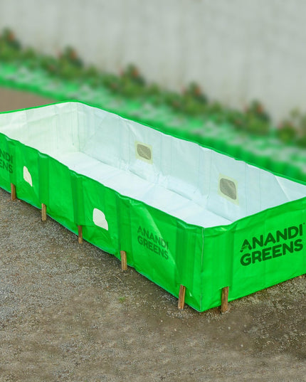 Anandi Green's 6X3X2 Feet 450 GSM Green Color HDPE UV Stabilize Imported Vergin Fabric Agro Vermi Compost Making Bed Compost Bed