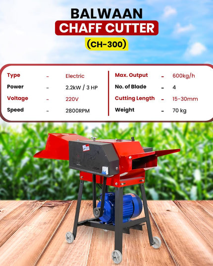BALWAAN Krishi Chaff Cutter CH-120 with 2HP Motor, Comes with 4 Pieces Blade and RPM is 1440 | Suitable for Cutting up Straw or Hay for Fodder into Small Pieces Use for Small Dairy Farming