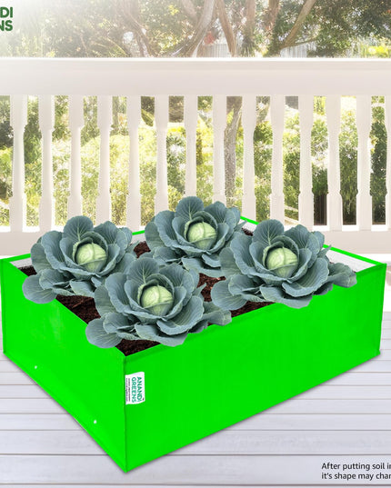 Anandi Green's Premium HDPE UV Protected 260 GSM Square Shaped Green Colour Plants Grow Bags Suitable for Terrace and Vegetable Gardening (Pack of 5, 24X12X9 INCH)