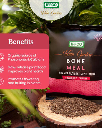 IFFCO Urban Gardens - Bone Meal 900 gm - Organic Phosphorus + Calcium Nutrient for Plants and Home Garden - Slow Release Plant Nutrition Supplement - Promotes Flowering, Fruiting & Root Development