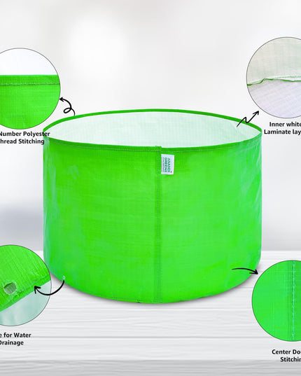 Anandi Green's Premium HDPE Uv Protected 260 GSM Round Shaped Green Colour Plants Grow Bags Suitable for Terrace and Vegetable Gardening 12x12 Inch Pack of 5 Grow Bags