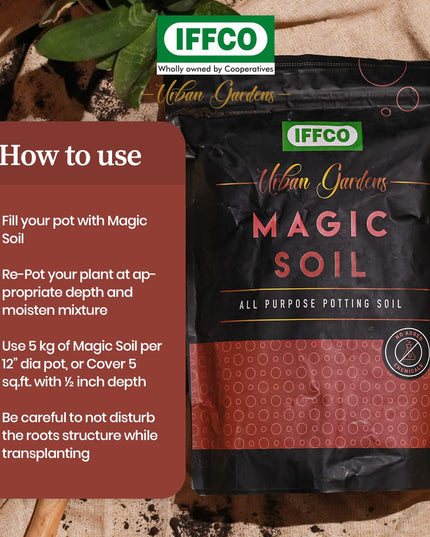 IFFCO Urban Gardens - Potting Soil Mix 20kg - Made with Export Quality Cocopeat with Added Organic Manure, Perlite & Nutrients - Ready to use Soil for Home Garden - Now Available in Single Pack