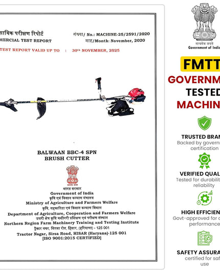 BALWAAN Krishi BX-35 Brush Cutter 35cc Petrol Engine 4 Stroke Side Pack Crop Cutter or Grass Cutter Machine Heavy Duty 80 Teeth, 3 Teeth and Tap & go Blades for Crop, Grass, Garden, Lawn Cutting