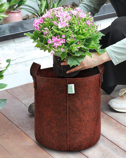 Anandi Green's 400 GSM Eco Friendly Geo Fabric Plant Grow Bag Suitable for Terrace and Flowers Vegetable Gardening 6x6 inch Maroon Color Pack of 10